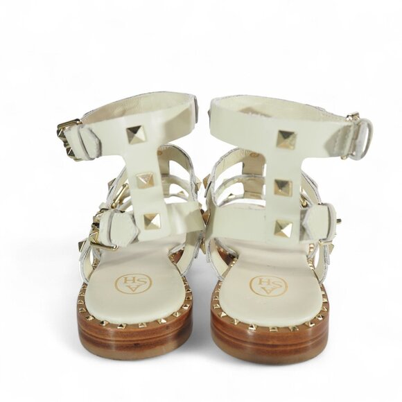 ASH Studded Leather Gladiator Sandals Women's 9/39 White / Gold Accents - Picture 5 of 10